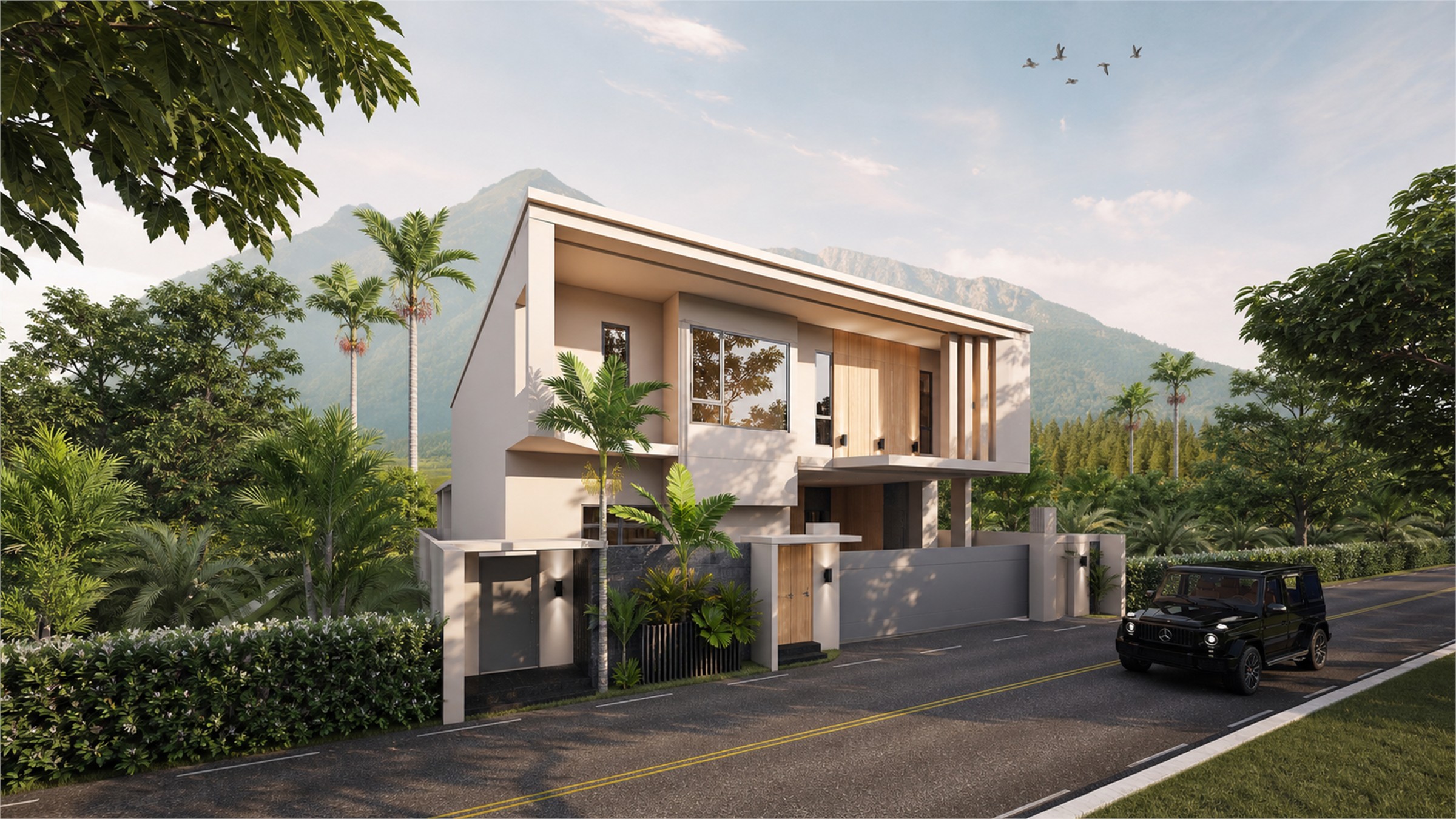 Wide exterior front render