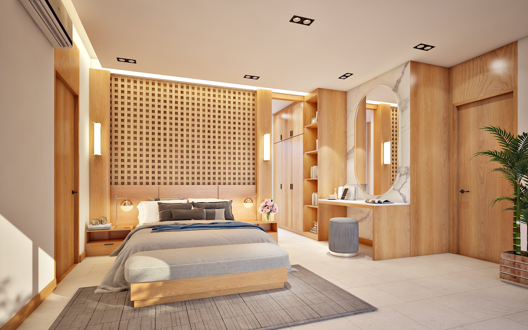 Master bedroom and dressing area