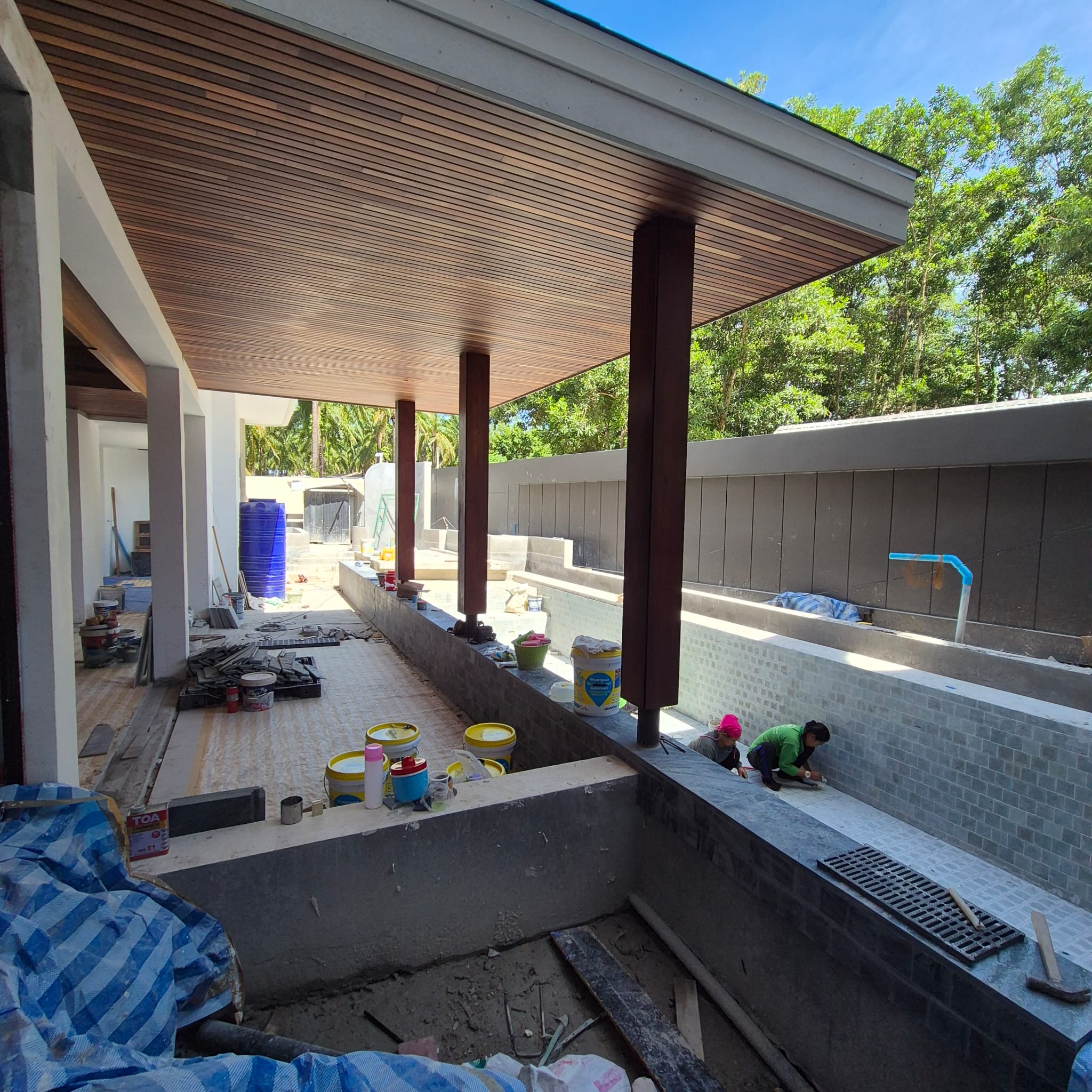 Covered pool terrace progress