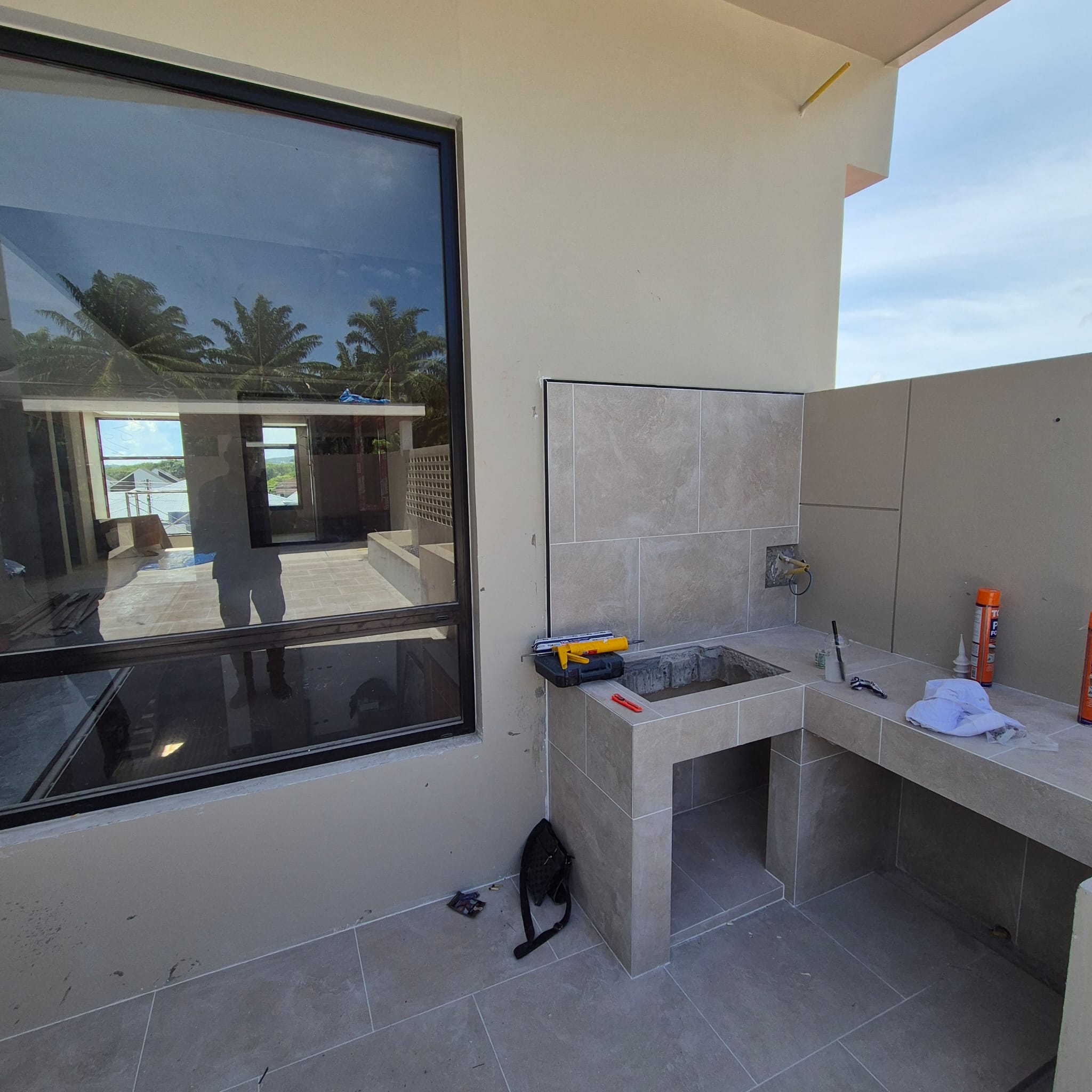 Outdoor service counter and window