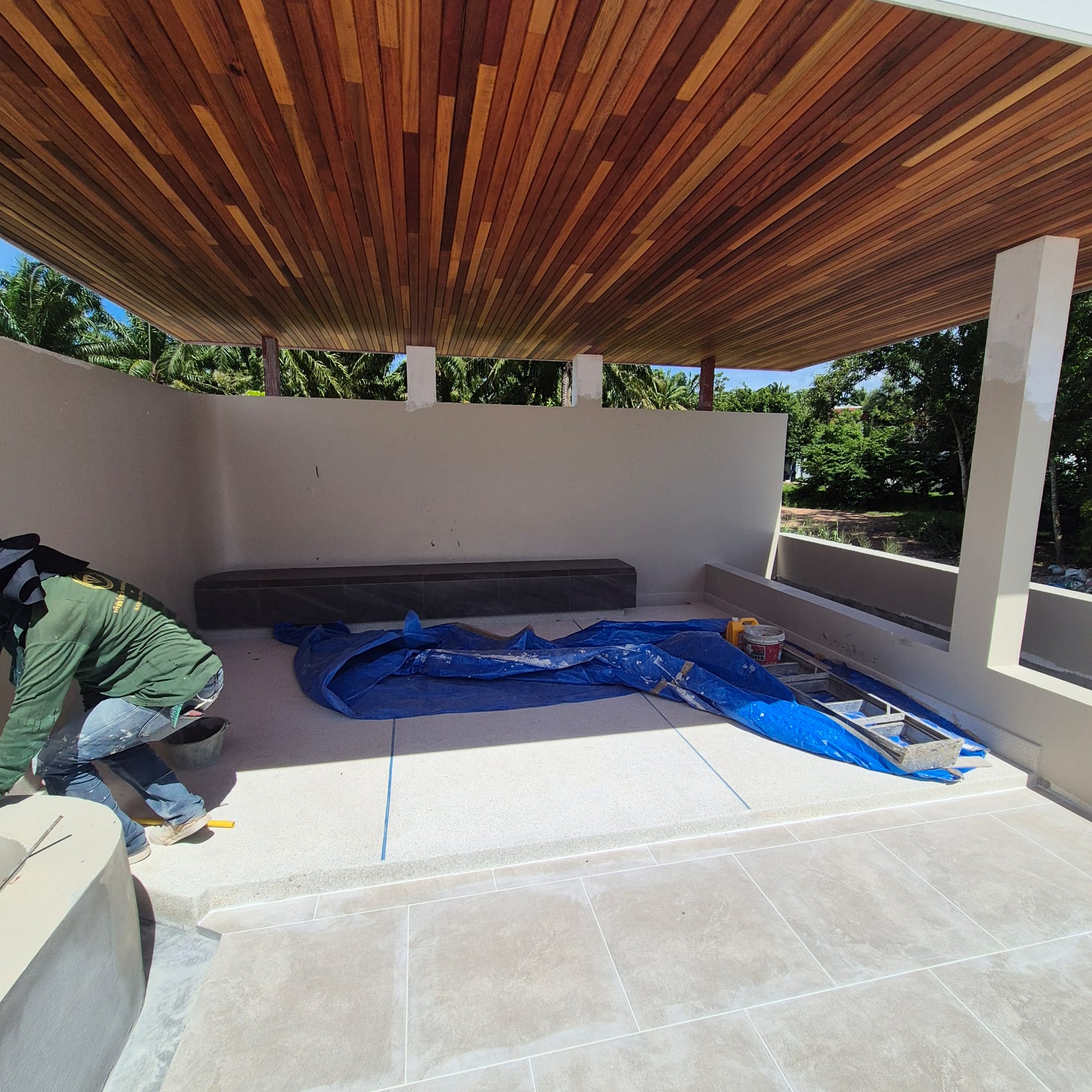 Poolside covered lounge ceiling