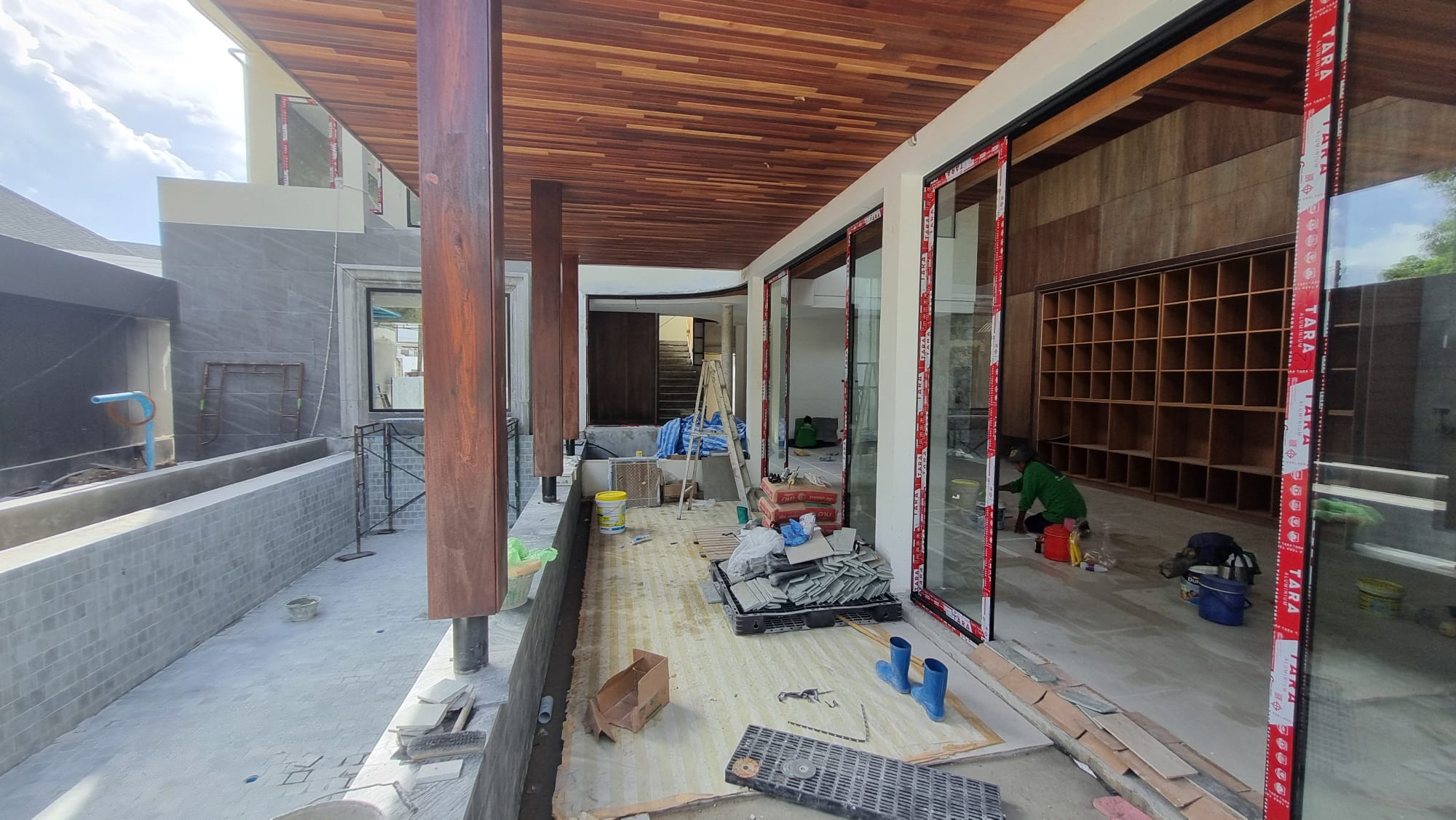 Pool terrace doors and exterior soffit