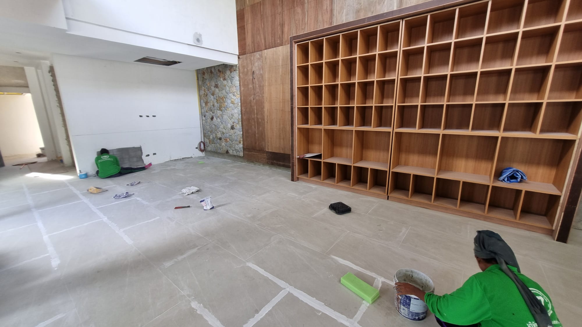 Built-in storage and floor preparation